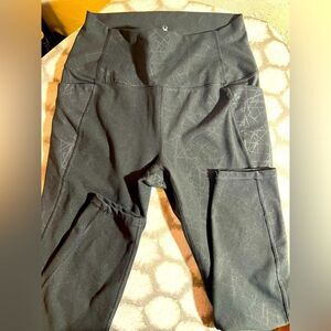 Spyder Leggings Black High-Waisted long w web design in grey, pockets